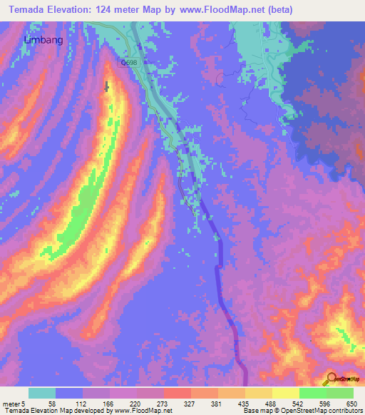 Temada,Brunei Elevation Map