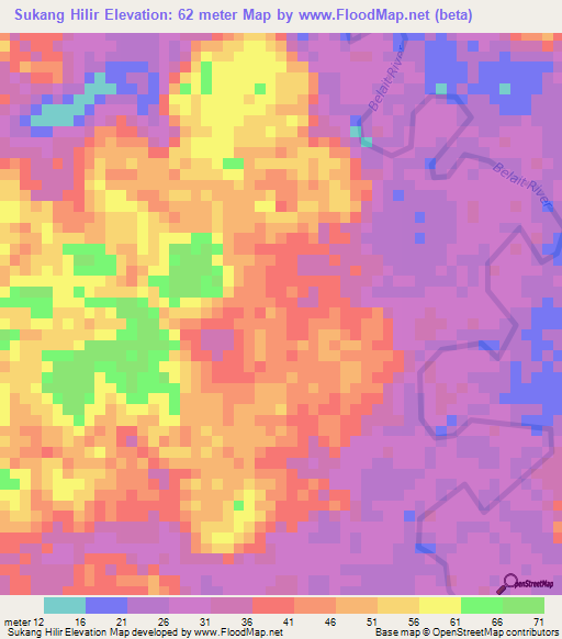 Sukang Hilir,Brunei Elevation Map