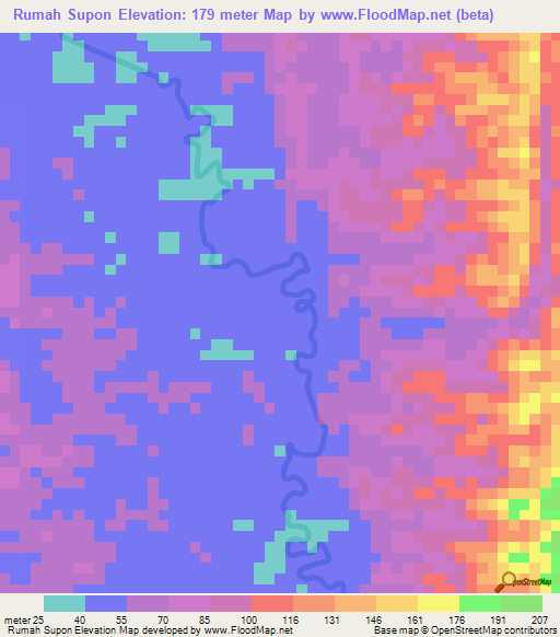 Rumah Supon,Brunei Elevation Map