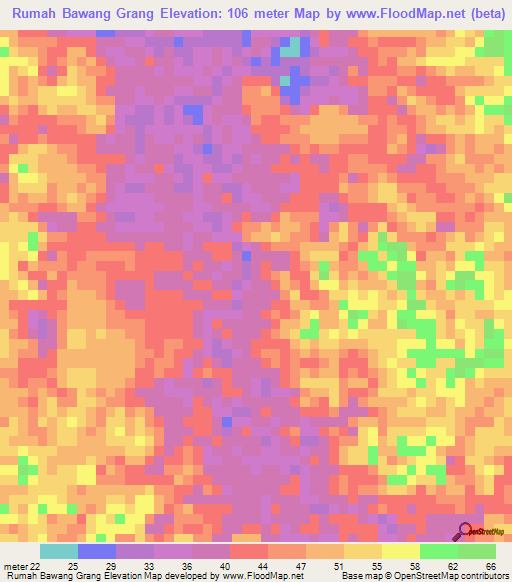 Rumah Bawang Grang,Brunei Elevation Map