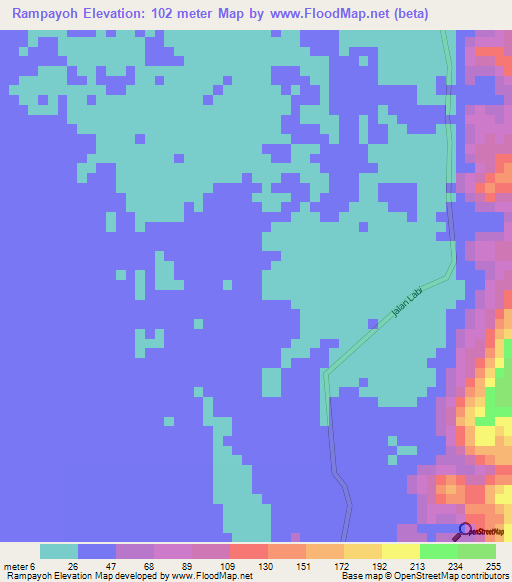 Rampayoh,Brunei Elevation Map