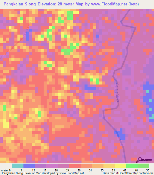 Pangkalan Siong,Brunei Elevation Map