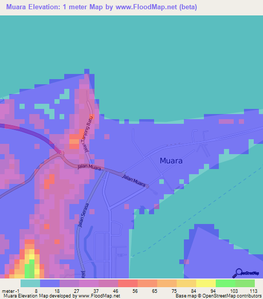 Muara,Brunei Elevation Map