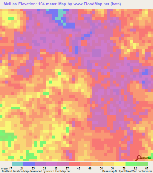 Melilas,Brunei Elevation Map