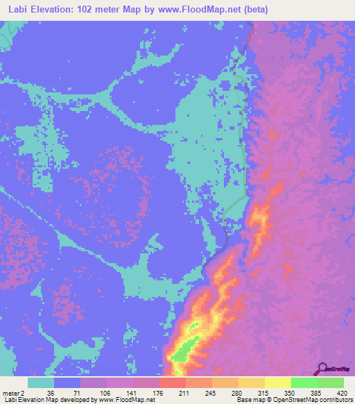 Labi,Brunei Elevation Map