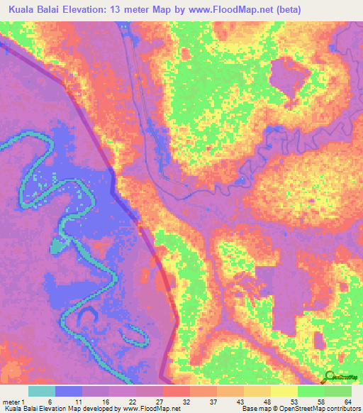 Kuala Balai,Brunei Elevation Map
