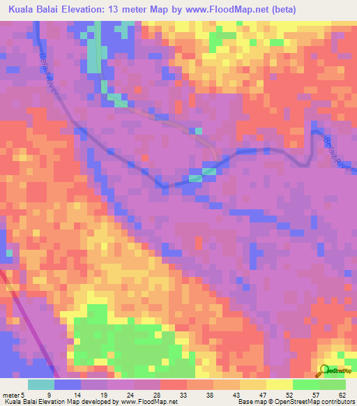 Kuala Balai,Brunei Elevation Map