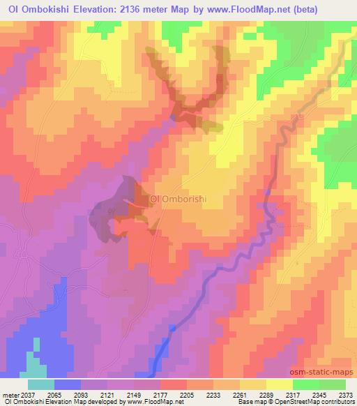 Ol Ombokishi,Kenya Elevation Map