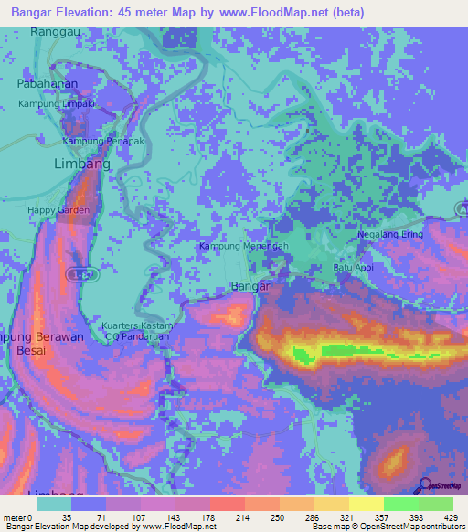 Bangar,Brunei Elevation Map