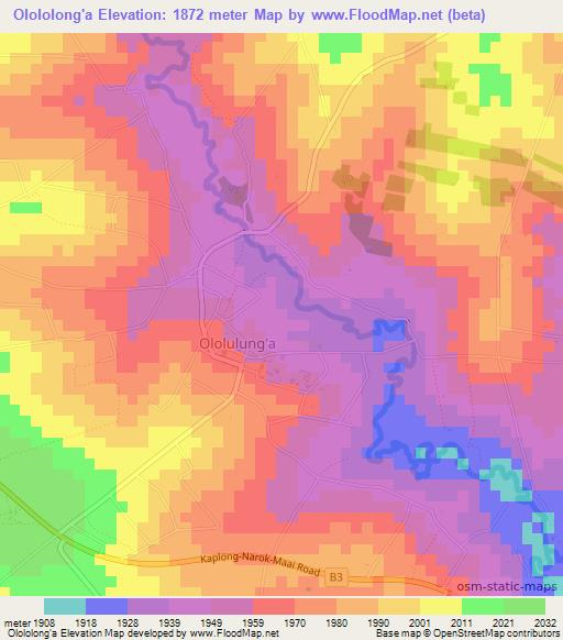Olololong'a,Kenya Elevation Map