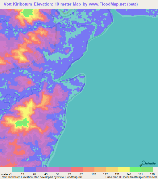 Vott Kiribotum,Cambodia Elevation Map