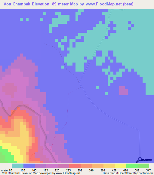 Vott Chambak,Cambodia Elevation Map