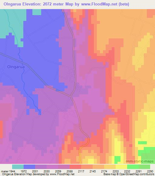 Olngarua,Kenya Elevation Map