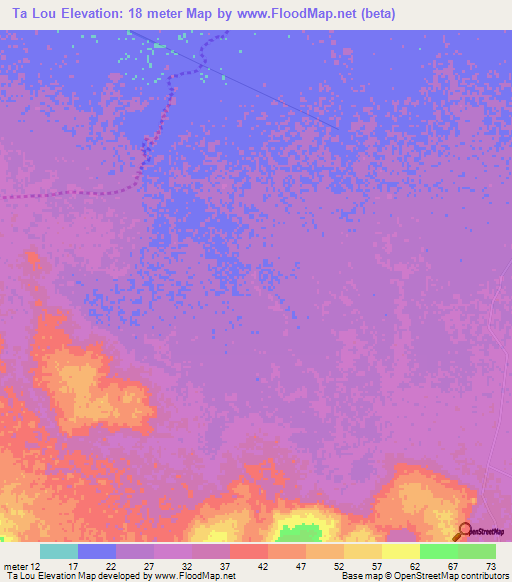 Ta Lou,Cambodia Elevation Map
