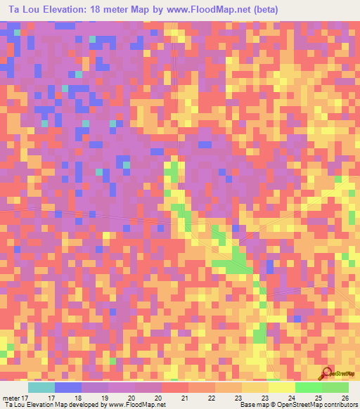 Ta Lou,Cambodia Elevation Map