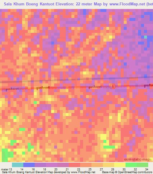 Sala Khum Boeng Kantuot,Cambodia Elevation Map