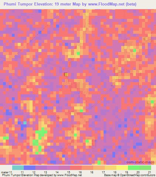 Phumi Tumpor,Cambodia Elevation Map