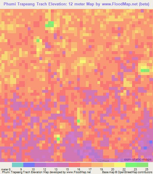 Phumi Trapeang Trach,Cambodia Elevation Map