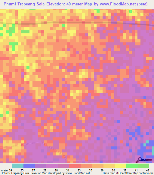 Phumi Trapeang Sala,Cambodia Elevation Map