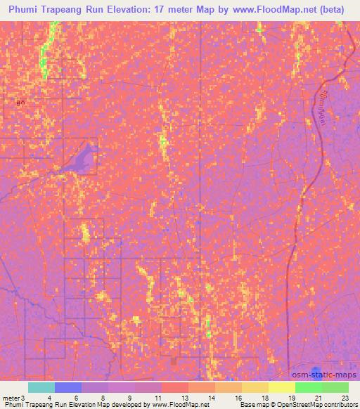 Phumi Trapeang Run,Cambodia Elevation Map