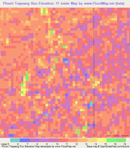 Phumi Trapeang Run,Cambodia Elevation Map