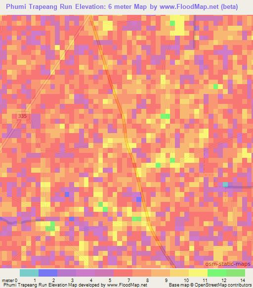 Phumi Trapeang Run,Cambodia Elevation Map