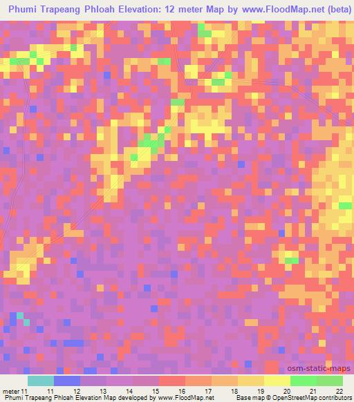 Phumi Trapeang Phloah,Cambodia Elevation Map