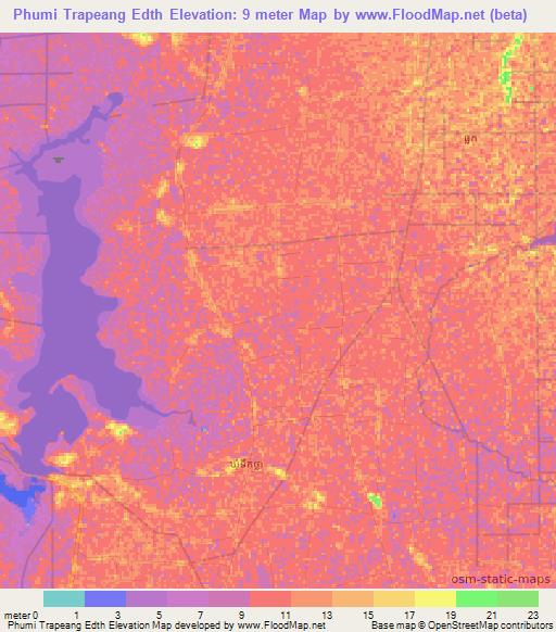 Phumi Trapeang Edth,Cambodia Elevation Map