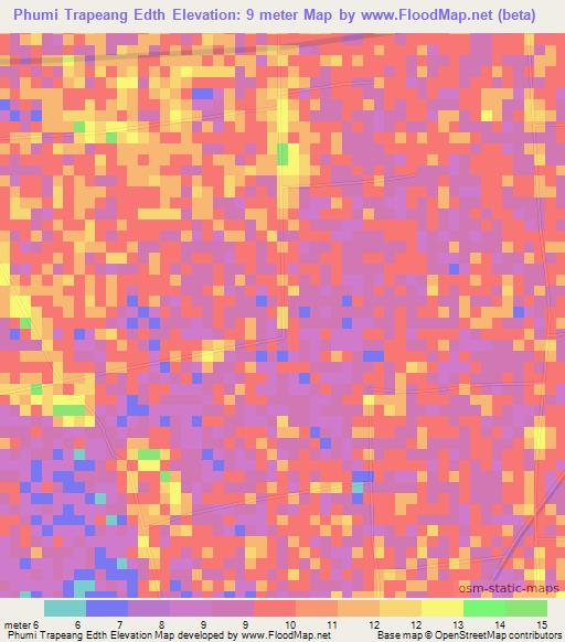 Phumi Trapeang Edth,Cambodia Elevation Map