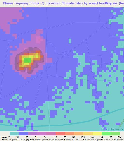 Phumi Trapeang Chhuk (3),Cambodia Elevation Map