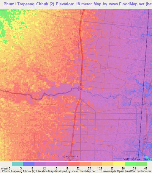 Phumi Trapeang Chhuk (2),Cambodia Elevation Map