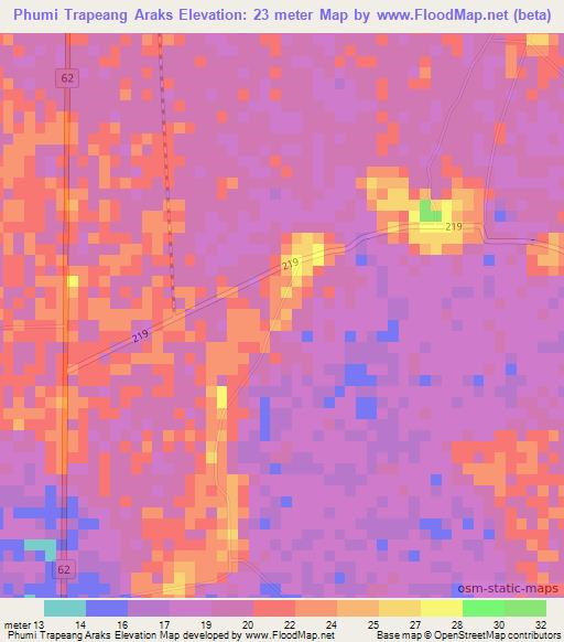 Phumi Trapeang Araks,Cambodia Elevation Map