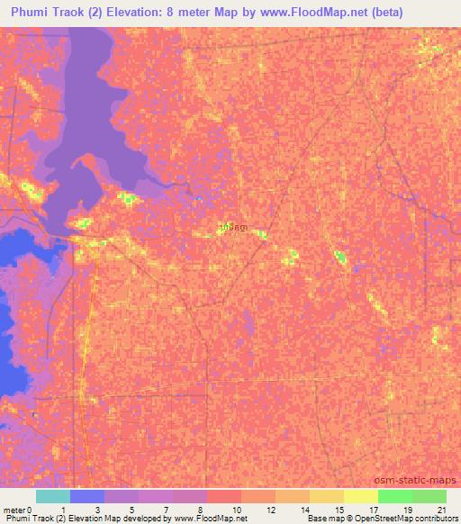 Phumi Traok (2),Cambodia Elevation Map