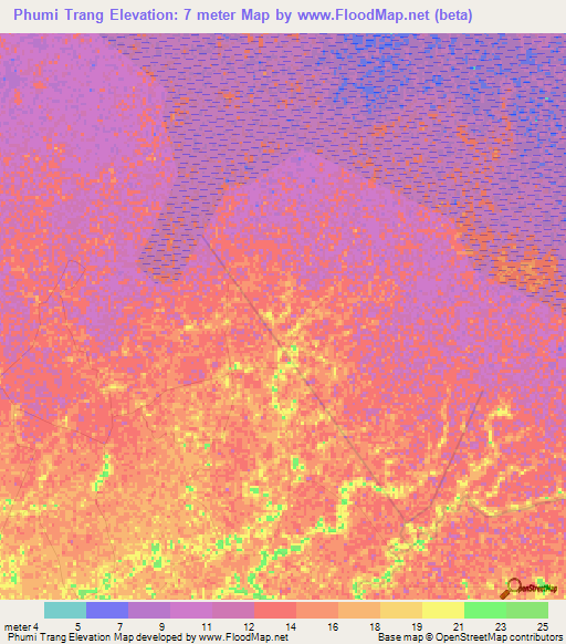 Phumi Trang,Cambodia Elevation Map