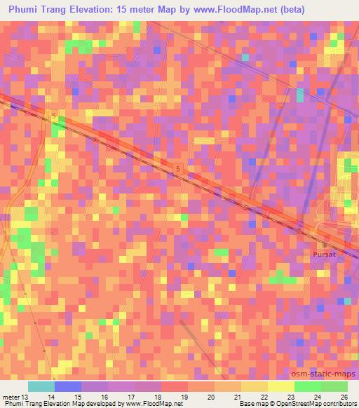 Phumi Trang,Cambodia Elevation Map