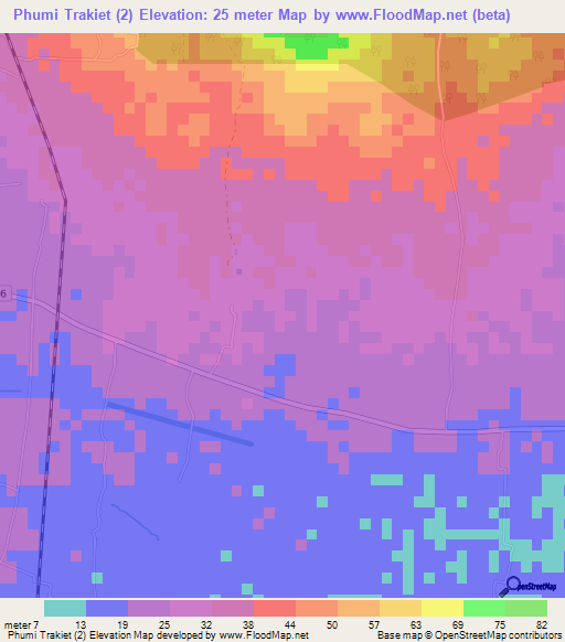 Phumi Trakiet (2),Cambodia Elevation Map