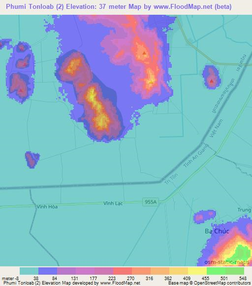 Phumi Tonloab (2),Cambodia Elevation Map