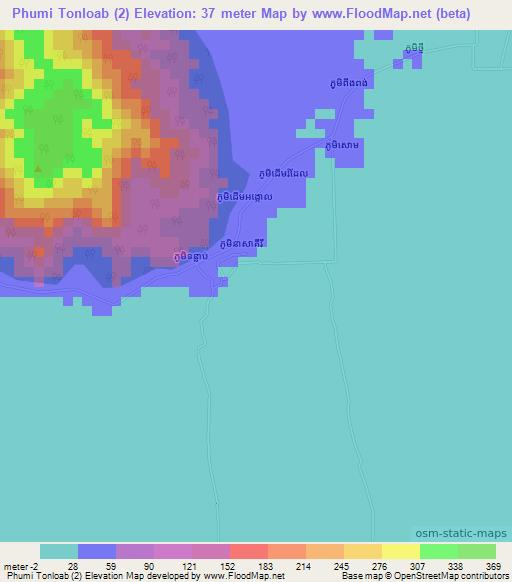 Phumi Tonloab (2),Cambodia Elevation Map