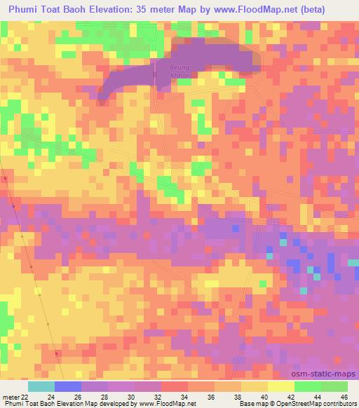 Phumi Toat Baoh,Cambodia Elevation Map