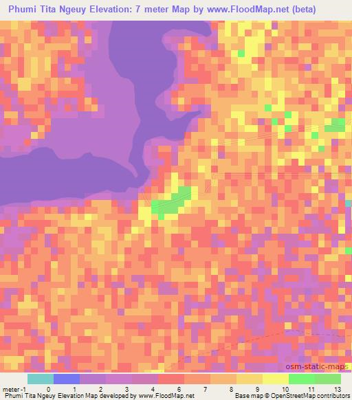 Phumi Tita Ngeuy,Cambodia Elevation Map
