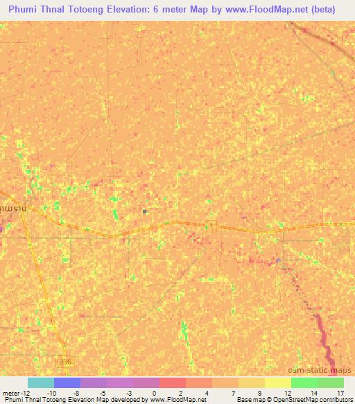 Phumi Thnal Totoeng,Cambodia Elevation Map