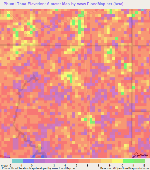 Phumi Thna,Cambodia Elevation Map