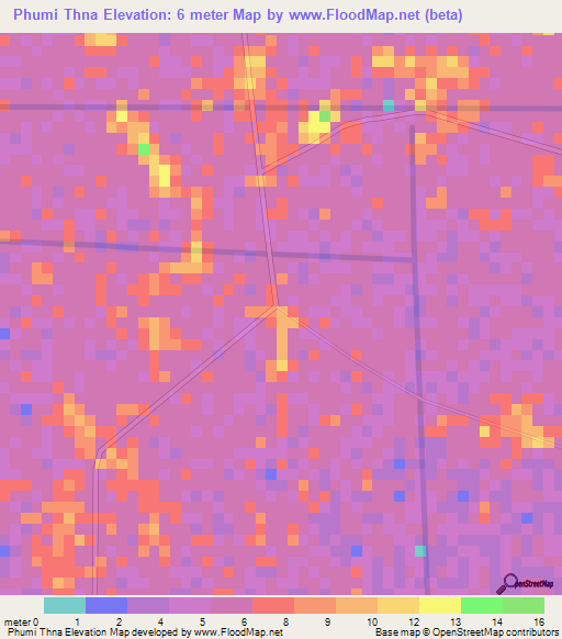 Phumi Thna,Cambodia Elevation Map