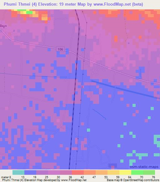 Phumi Thmei (4),Cambodia Elevation Map