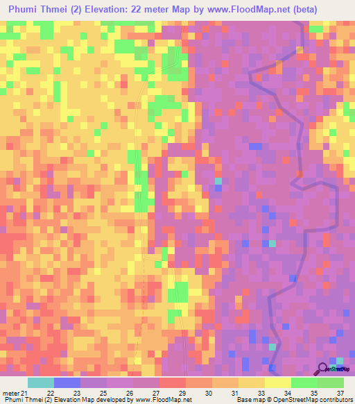 Phumi Thmei (2),Cambodia Elevation Map