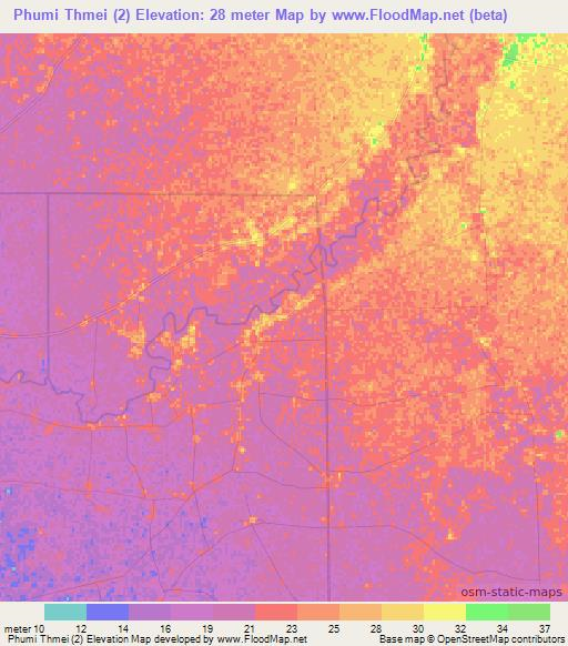 Phumi Thmei (2),Cambodia Elevation Map