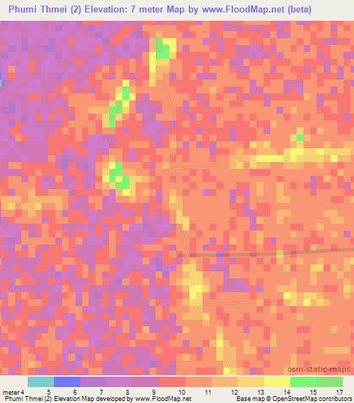 Phumi Thmei (2),Cambodia Elevation Map