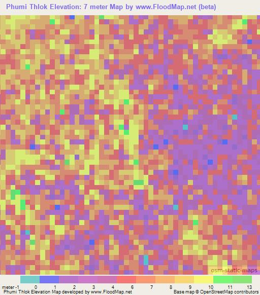 Phumi Thlok,Cambodia Elevation Map