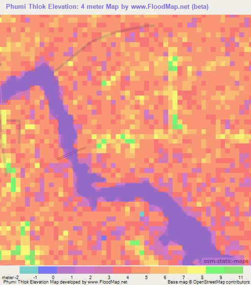 Phumi Thlok,Cambodia Elevation Map