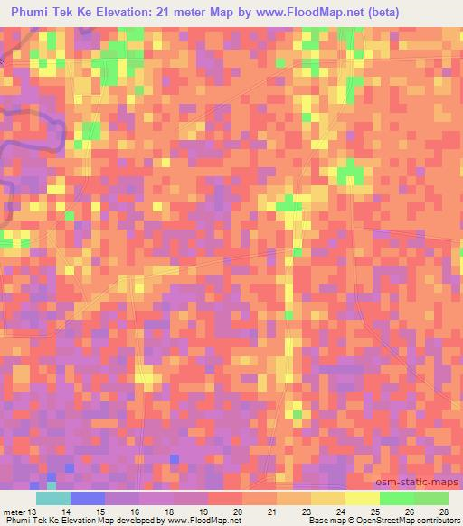 Phumi Tek Ke,Cambodia Elevation Map